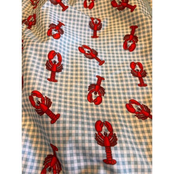 Mr. Swim Mens Large Lobster Print Gingham Swim Trunk Lined Blue vacation beach - Picture 5 of 5